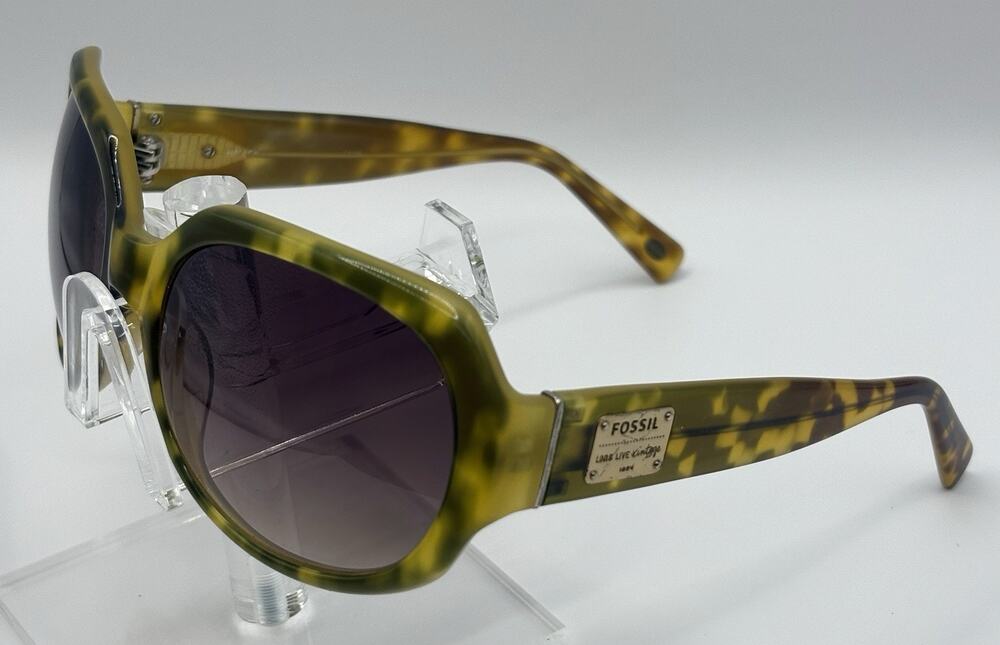 Fossil Sunglasses Green Tortoise Oversized Round Gradient Lenses